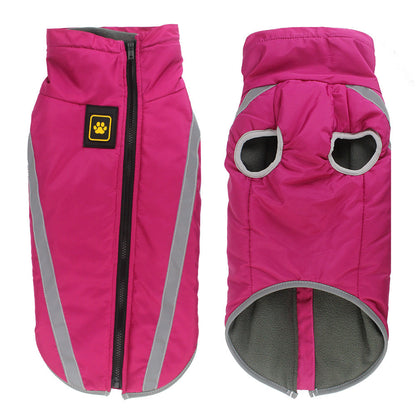 Size 5XL Pink Reflective Winter Dog Jacket - Warm & Waterproof Outdoor Coat for Large Breeds V888-ELOSUNG21909