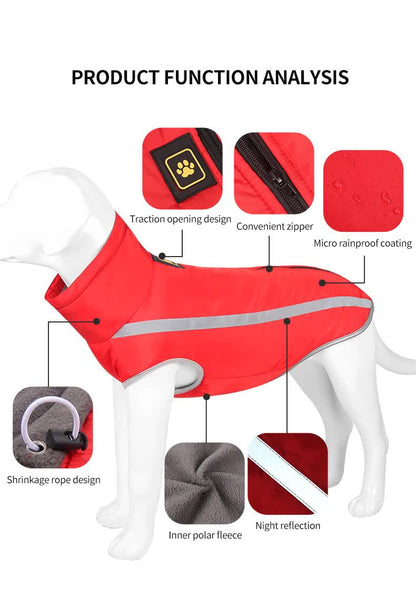 Size 5XL Pink Reflective Winter Dog Jacket - Warm & Waterproof Outdoor Coat for Large Breeds V888-ELOSUNG21909