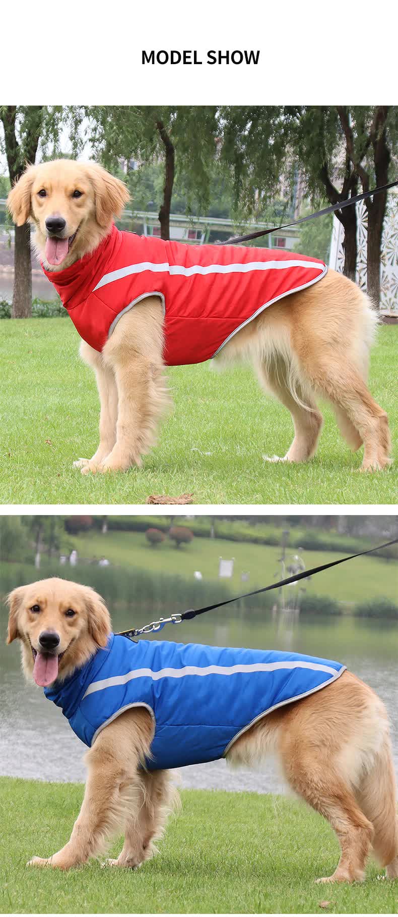 Size 5XL Pink Reflective Winter Dog Jacket - Warm & Waterproof Outdoor Coat for Large Breeds V888-ELOSUNG21909