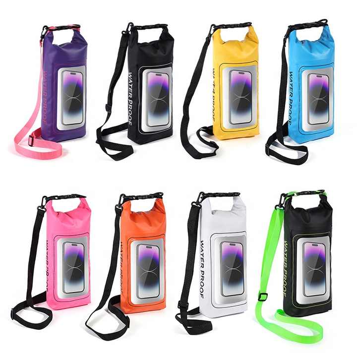 Purple 2L Waterproof Phone Pouch - Multi-Functional PVC Dry Bag for Swimming and Water Activities V888-ELOSUNG21929
