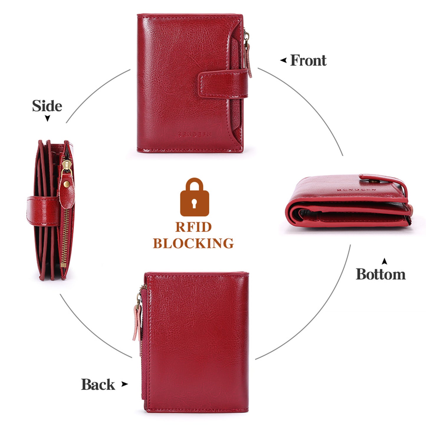 Brown Premium Genuine Leather RFID Blocking Women's Wallet - Lightweight, Multi-Functional, and Stylish V888-ELOSUNG21962