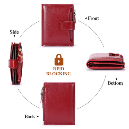 Brown Premium Genuine Leather RFID Blocking Women's Wallet - Lightweight, Multi-Functional, and Stylish V888-ELOSUNG21962