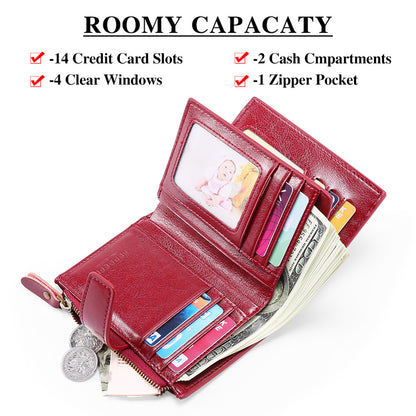 Brown Premium Genuine Leather RFID Blocking Women's Wallet - Lightweight, Multi-Functional, and Stylish V888-ELOSUNG21962