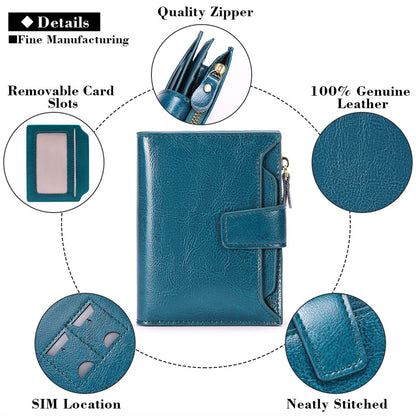 Brown Premium Genuine Leather RFID Blocking Women's Wallet - Lightweight, Multi-Functional, and Stylish V888-ELOSUNG21962
