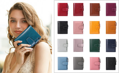 Brown Premium Genuine Leather RFID Blocking Women's Wallet - Lightweight, Multi-Functional, and Stylish V888-ELOSUNG21962