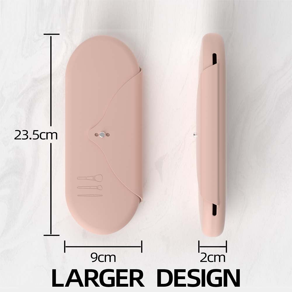 2 Pcs Pink Elegant Silicone Makeup Brush Storage Case - Travel-Friendly, Dustproof, and Multi-Functional V888-ELOSUNG21971