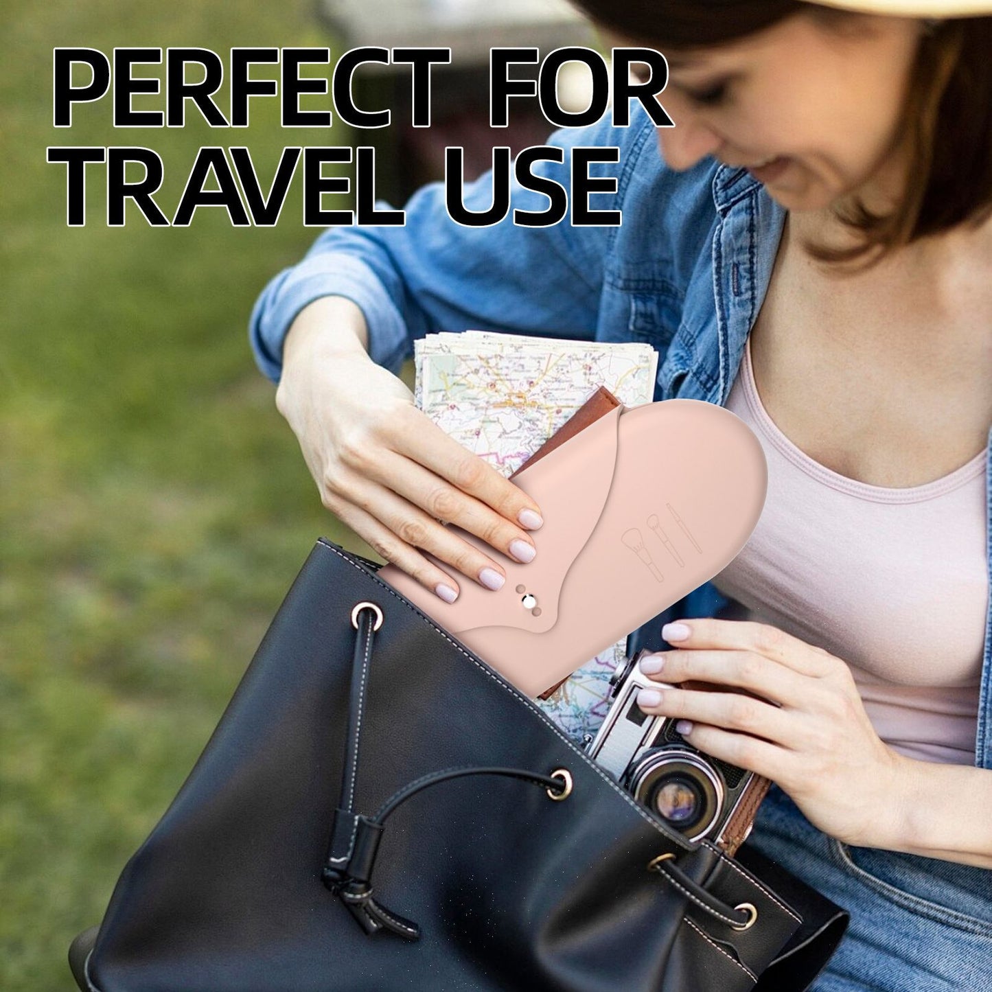 2 Pcs Pink Elegant Silicone Makeup Brush Storage Case - Travel-Friendly, Dustproof, and Multi-Functional V888-ELOSUNG21971
