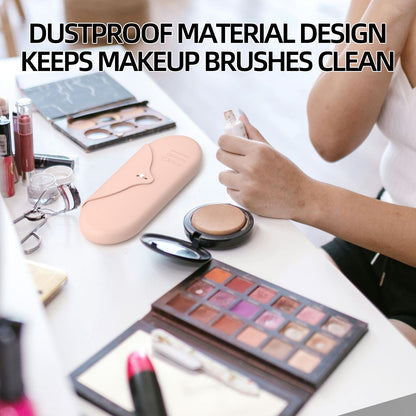 2 Pcs Pink Elegant Silicone Makeup Brush Storage Case - Travel-Friendly, Dustproof, and Multi-Functional V888-ELOSUNG21971