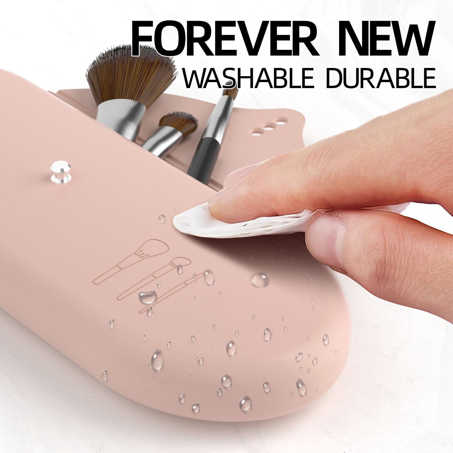 2 Pcs Pink Elegant Silicone Makeup Brush Storage Case - Travel-Friendly, Dustproof, and Multi-Functional V888-ELOSUNG21971