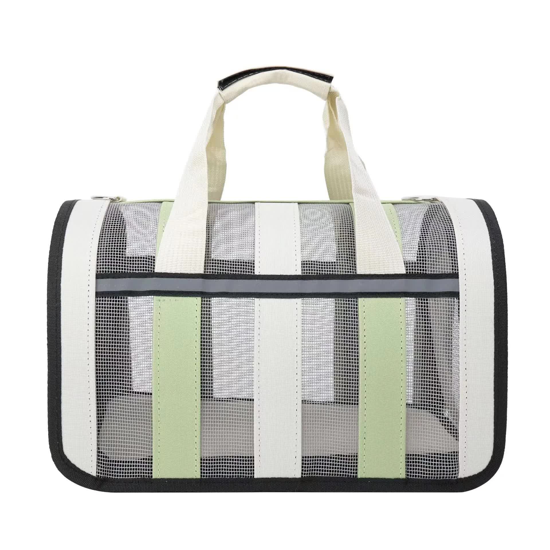 Size S Light Green And White Foldable Pet Carrier Bag - Lightweight, Breathable, and Spacious for All Seasons V888-ELOSUNG21982