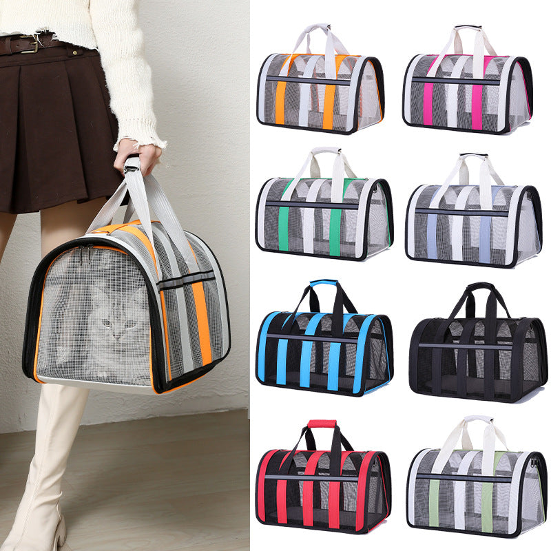 Size M Light Green And White Foldable Pet Carrier Bag - Lightweight, Breathable, and Spacious for All Seasons V888-ELOSUNG21990