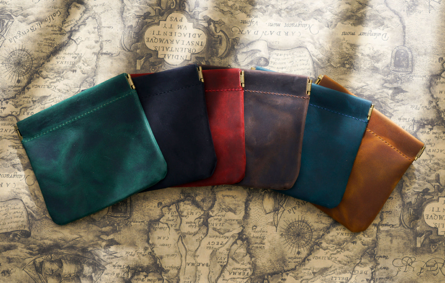 Dark Green Genuine Leather Coin Purse - Vintage Style Snap Closure Mini Pouch V888-ELOSUNG22167