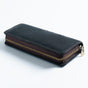 Black Genuine Leather Pencil Case - Vintage Zip-Up Pen Holder with Elastic Loops V888-ELOSUNG22176