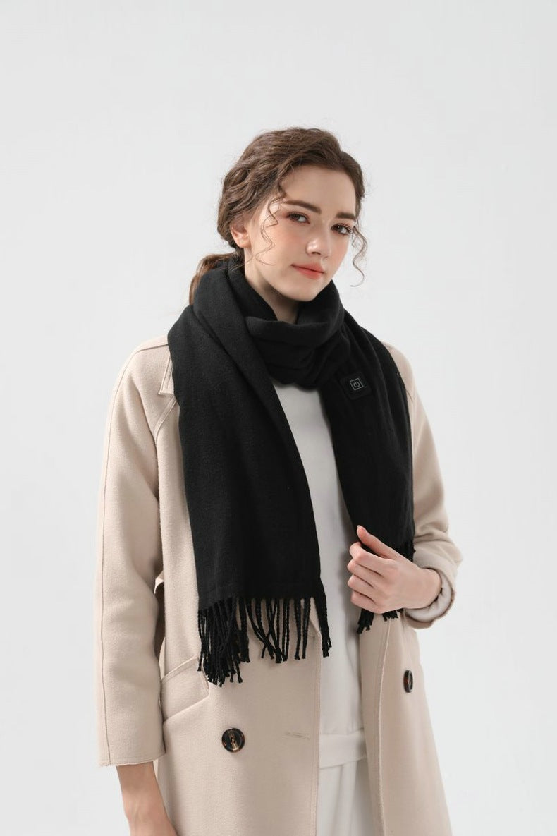 Black Heated Scarf - Electric Warming Scarf, Winter Outdoor Essential (Without power bank) V888-ELOSUNG22225