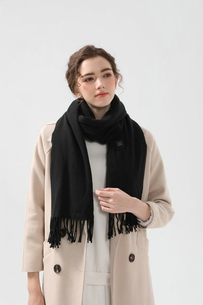 Black Heated Scarf - Electric Warming Scarf, Winter Outdoor Essential (Without power bank) V888-ELOSUNG22225