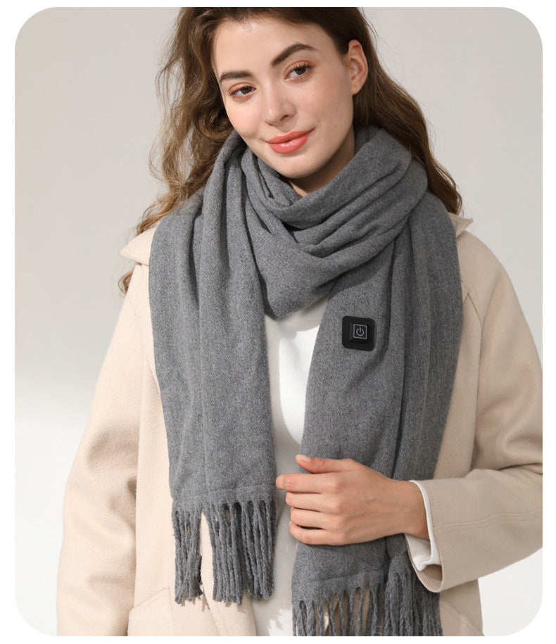 Gray Heated Scarf - Electric Warming Scarf, Winter Outdoor Essential (Without power bank) V888-ELOSUNG22226