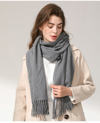 Gray Heated Scarf - Electric Warming Scarf, Winter Outdoor Essential (Without power bank) V888-ELOSUNG22226