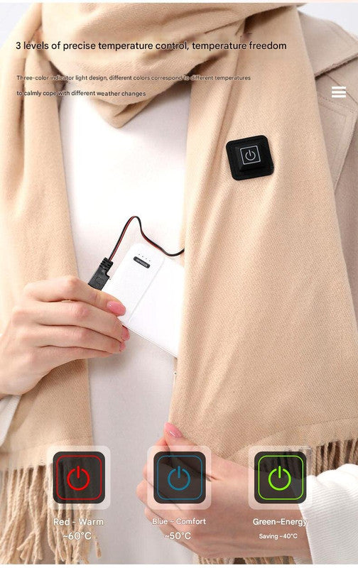 Camel Heated Scarf - Electric Warming Scarf, Winter Outdoor Essential (Without power bank) V888-ELOSUNG22230