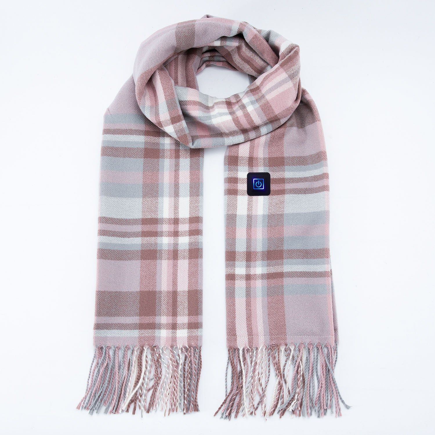 Light Pink Plaid Heated Scarf - Electric Warming Scarf, Winter Outdoor Essential (Without power bank) V888-ELOSUNG22234