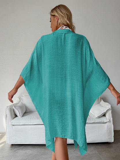 Lake Green Summer Beach Cover-Up- Bamboo Cotton Sun Protection Cardigan V888-ELOSUNG22246
