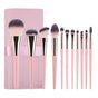 Pink 11 Pcs Makeup Brush Set - Complete Brush Kit with Travel Case V888-ELOSUNG22341