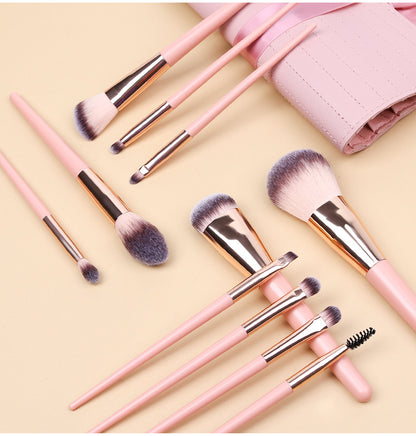 Pink 11 Pcs Makeup Brush Set - Complete Brush Kit with Travel Case V888-ELOSUNG22341