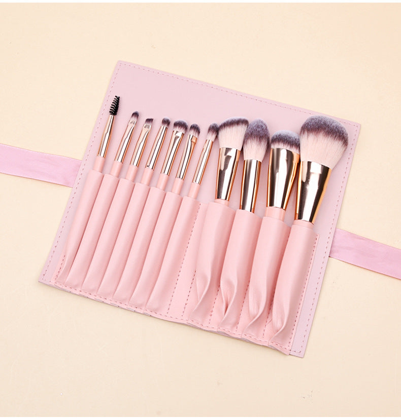 Pink 11 Pcs Makeup Brush Set - Complete Brush Kit with Travel Case V888-ELOSUNG22341
