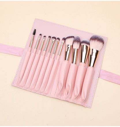 Pink 11 Pcs Makeup Brush Set - Complete Brush Kit with Travel Case V888-ELOSUNG22341