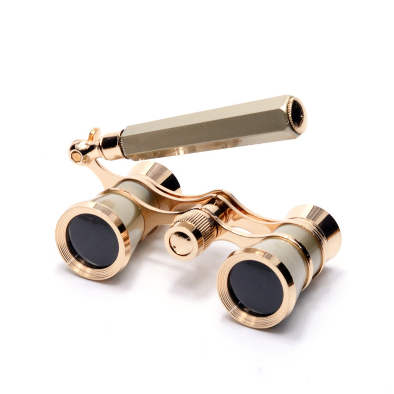 Champagne Gold Elegant Theatre Binoculars - Portable & Stylish Handheld Opera Glasses (Focal length: 200mm) V888-ELOSUNG22435