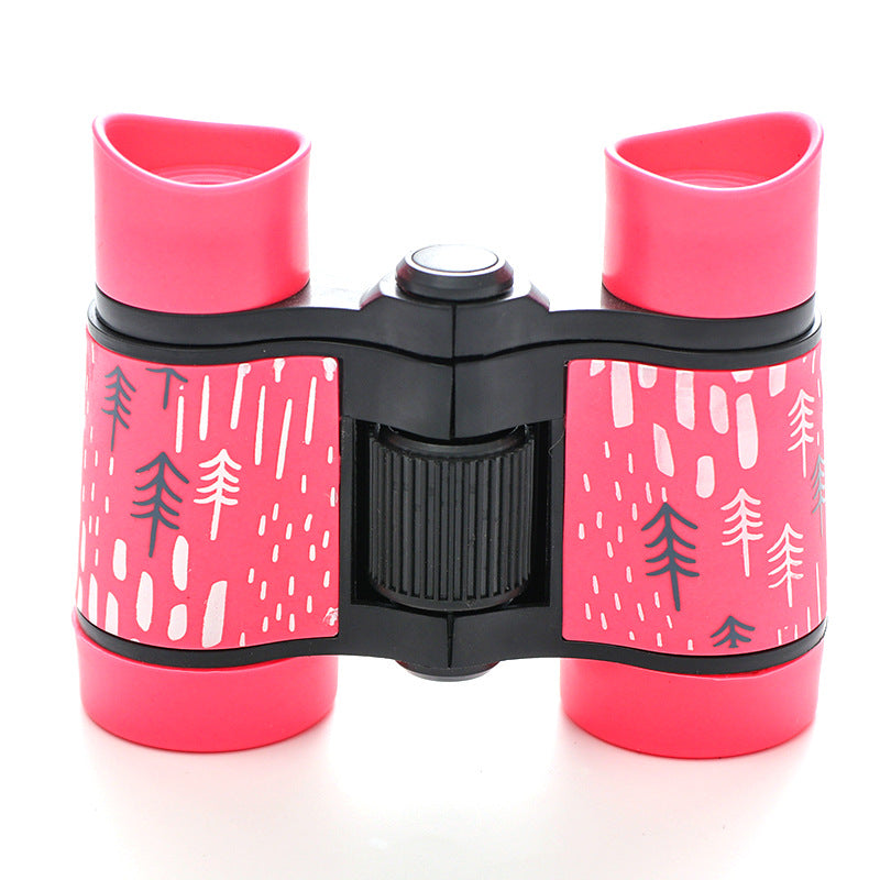 2 PCS Pink Kids Binoculars - Rubber Grip, Tree Pattern V888-ELOSUNG22448