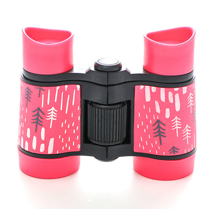 2 PCS Pink Kids Binoculars - Rubber Grip, Tree Pattern V888-ELOSUNG22448