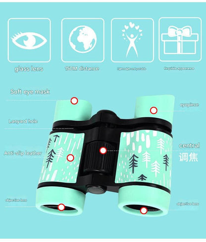 2 PCS Orange Kids Binoculars - Rubber Grip, Tree Pattern V888-ELOSUNG22451