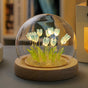 (Ten Blue Tulips) Glowing Tulip Dome Lamp - Wooden Base, Bedside Table Decoration V888-ELOSUNG22482