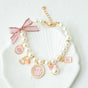 Pink 4-PCS Pearl Charm Pet Necklace - Adjustable Bowknot Collar for Small Dogs & Cats (L: 30+5CM) V888-ELOSUNG22520