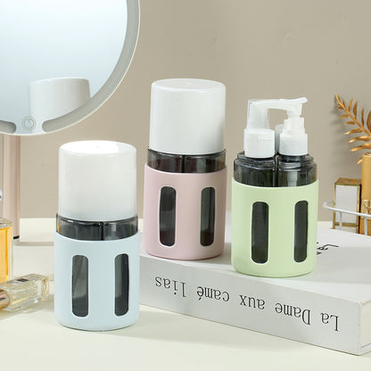 Round Pink 2-Piece 4-in-1 Travel Dispenser Set-Leakproof Refillable Bottles for Toiletries V888-ELOSUNG22541