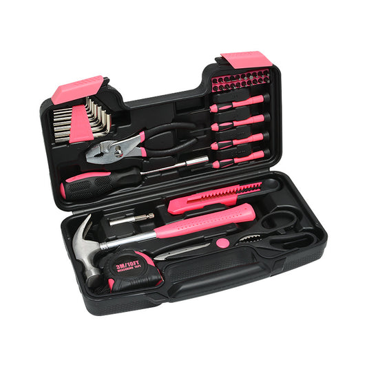 39-Piece Home Tool Kit - Pink Carbon Steel Hardware Set V888-ELOSUNG22562