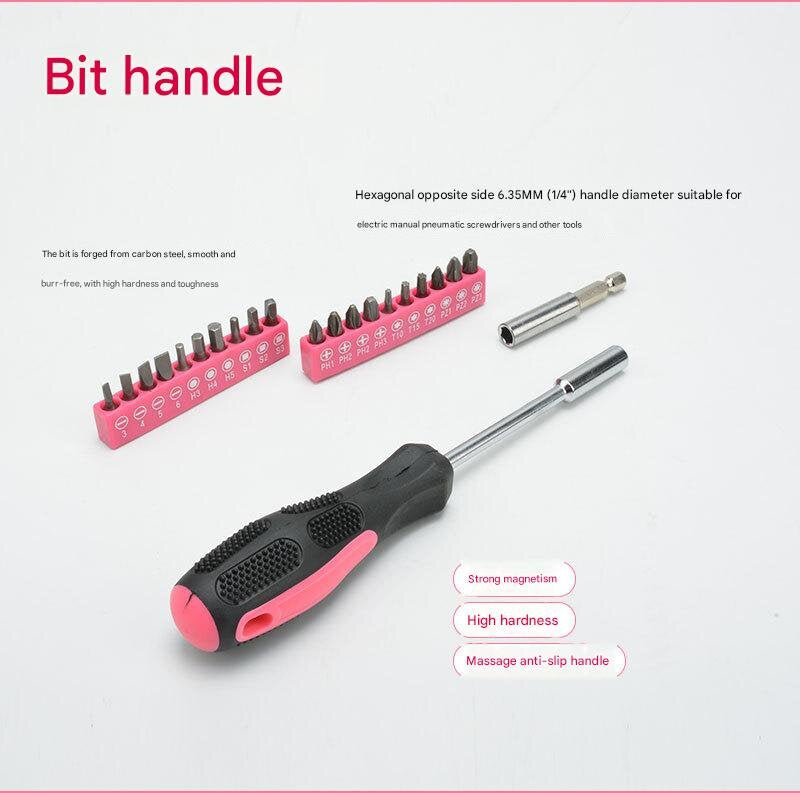 39-Piece Home Tool Kit - Pink Carbon Steel Hardware Set V888-ELOSUNG22562