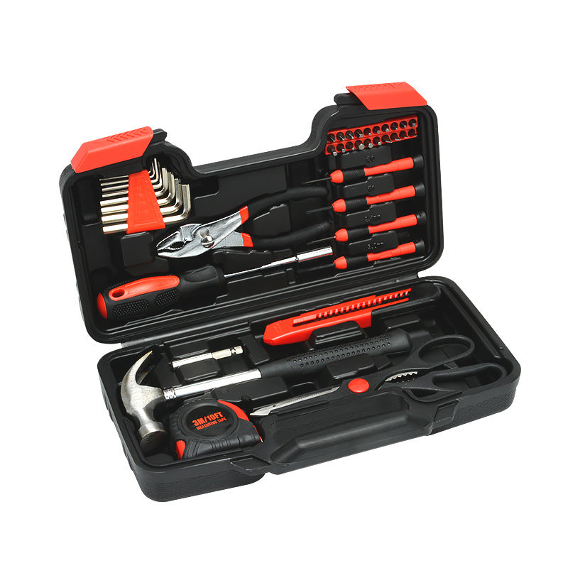 39-Piece Home Tool Kit - Red Carbon Steel Hardware Set V888-ELOSUNG22563