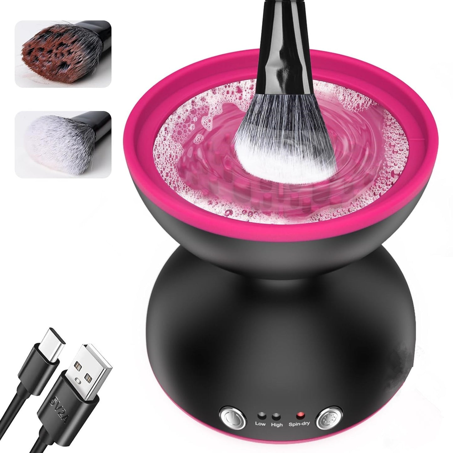 Black Electric Makeup Brush Cleaner - Fast & Deep Cleaning, USB Powered V888-ELOSUNG22566