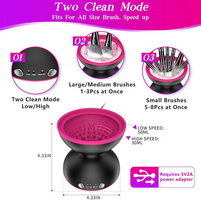 Black Electric Makeup Brush Cleaner - Fast & Deep Cleaning, USB Powered V888-ELOSUNG22566