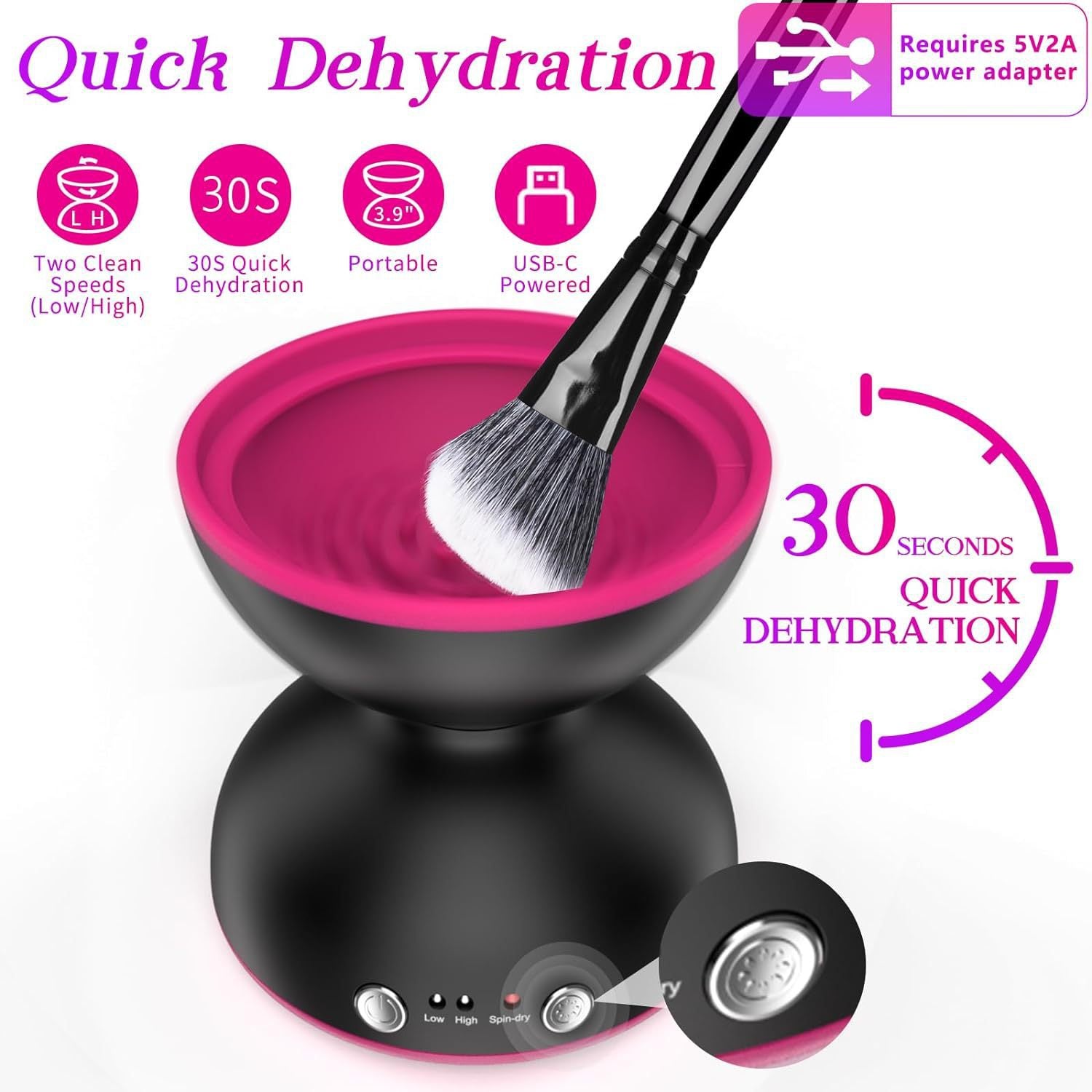 Black Electric Makeup Brush Cleaner - Fast & Deep Cleaning, USB Powered V888-ELOSUNG22566