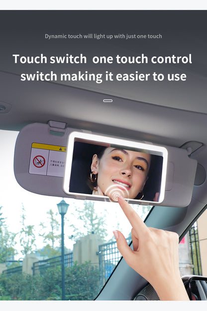 Black Single button Car Sun Visor Makeup Mirror with LED Light - Tri-Color, Touch Control V888-ELOSUNG22576