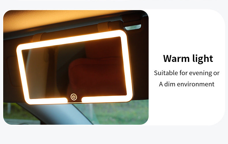 Black double button Car Sun Visor Makeup Mirror with LED Light - Tri-Color, Touch Control V888-ELOSUNG22578