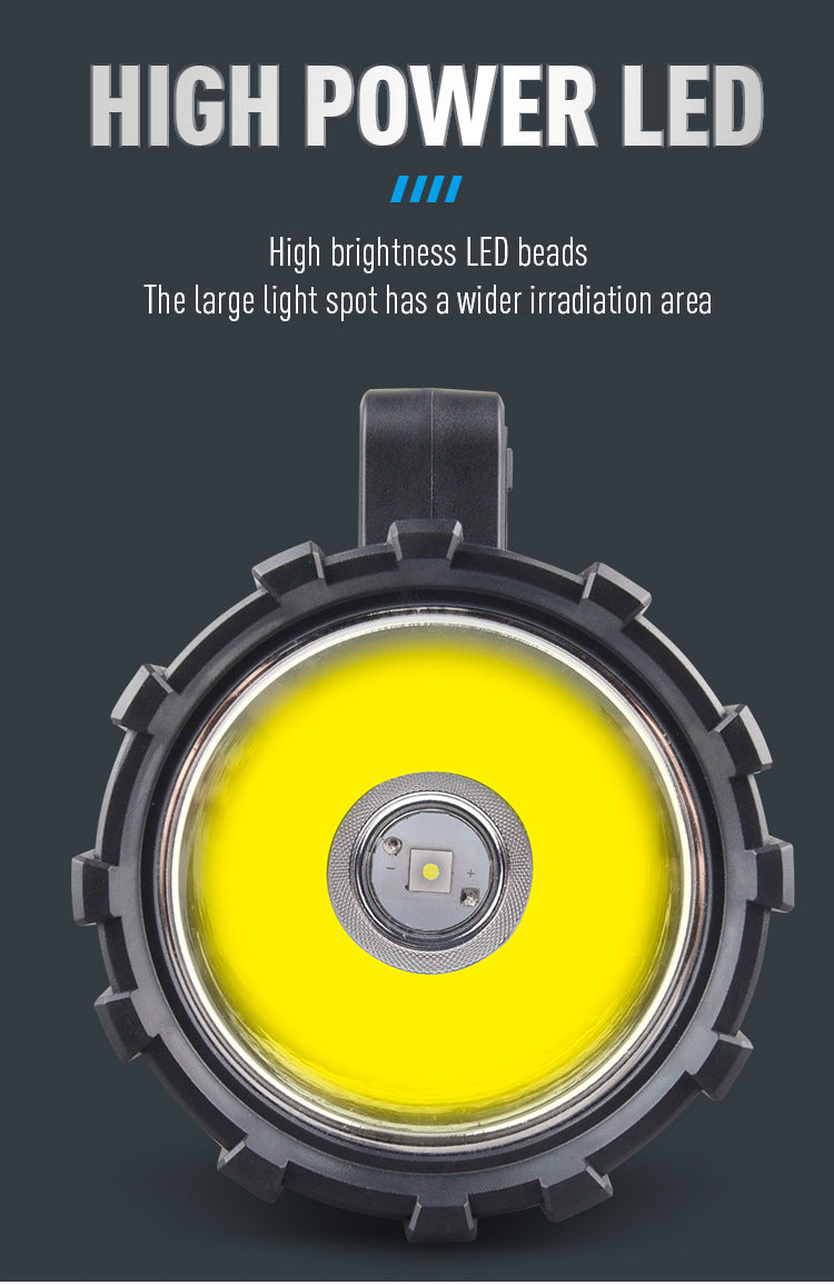 Black LED Searchlight - Rechargeable Handheld Spotlight, 500m Range, Long Lasting V888-ELOSUNG22596