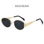 Gold + Black 2-PCS Retro Oval Sunglasses with UV Protection for Men & Women V888-ELOSUNG22680