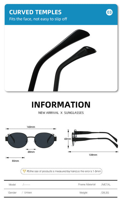 Gold + Black 2-PCS Retro Oval Sunglasses with UV Protection for Men & Women V888-ELOSUNG22680