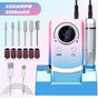 Pink+Blue Portable Electric Nail Drill - Rechargeable, Adjustable Speed, Low Vibration V888-ELOSUNG22708