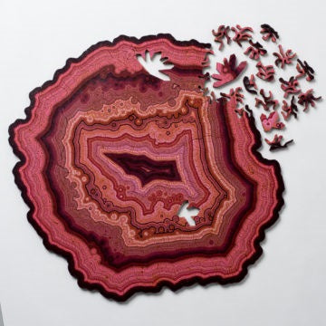 Red Algorithmic Agate Jigsaw Puzzle - 164 Unique Wooden Pieces V888-ELOSUNG22752