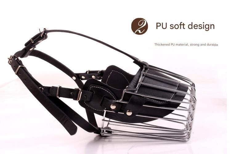 Black Metal Basket Dog Muzzle - Anti-Bite & Anti-Barking - XL V888-ELOSUNG22768