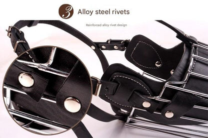 Black Metal Basket Dog Muzzle - Anti-Bite & Anti-Barking - XL V888-ELOSUNG22768